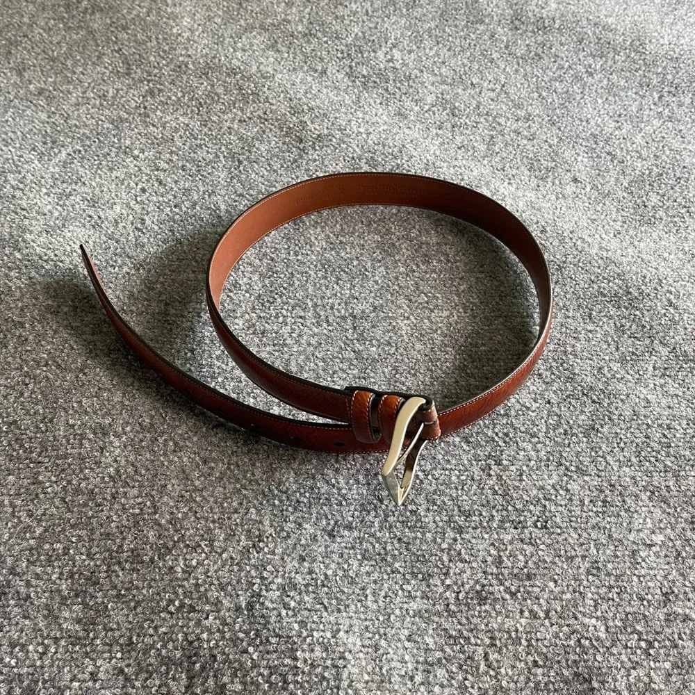 Perry‎ Ellis Portfolio Mens Brown Italian Full Grain Leather Belt 34